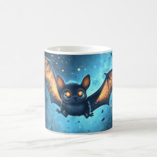 süße Fledermaus fliegt nachts unter einem sternenk Kaffeetasse