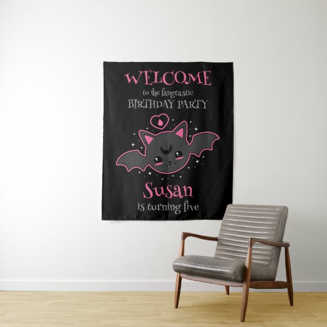 Süße Fledermaus Halloween Geburtstagsfeier Wandteppich (Beispiel)