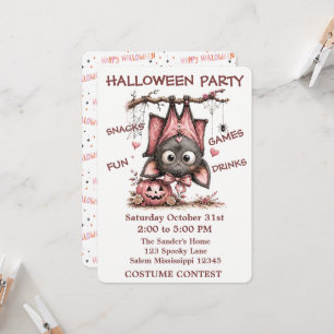 Süße Fledermaus Halloween-Party-Einladung Einladung
