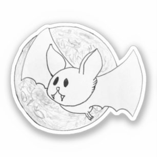 Süße Fledermaus und Vollmond Halloween Aufkleber