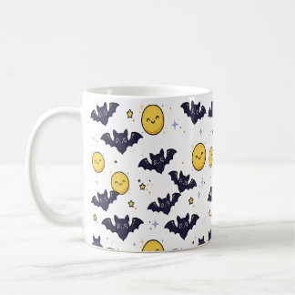 Süße Fledermäuse und Mond Halloween-Muster Kaffeetasse