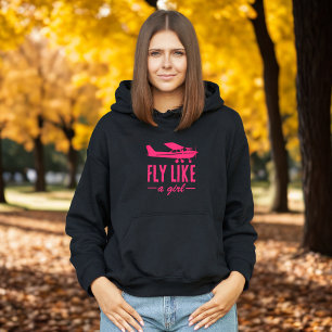 Süße Fliege wie ein Mädchen Rosa Flugzeug Mädchenh Hoodie