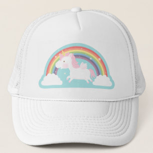 Süße Fliegende Einhorn und Regenbogen Mädchen Mütz Truckerkappe
