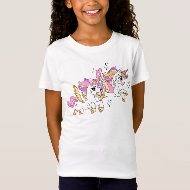 Süße fliegende Einhörner  T-Shirt (Vorderseite)