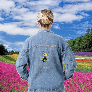 Süße fliegende glückliche Hummel Cartoon Jeansjacke