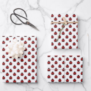Süße Fliesen Blumen Marienkäfer Baby Mädchen Geschenkpapier Set
