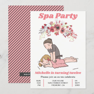 Süße Floral-Spa-Girls-Geburtstagsfeier Einladung
