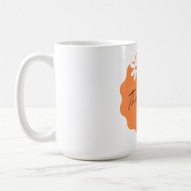 Süße florale Danke Retro-Orange-Ästhetik Geschäft Kaffeetasse (Links)