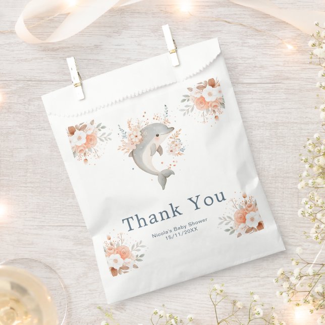 Süße florale Delphin-Baby-Party  Geschenktütchen (Ausgeschnitten)
