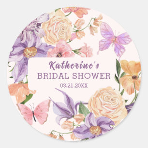 Süße florale Er gibt mir Schmetterlinge Brautparty Runder Aufkleber