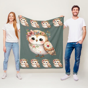 Süße florale Eule mit Schleife Fleecedecke