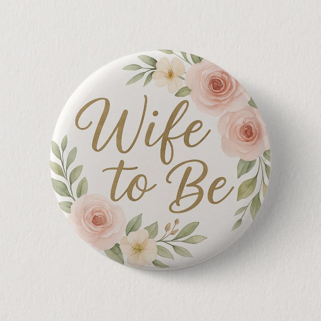 Süße florale Frau, die bald heiratet  Button (Vorderseite)