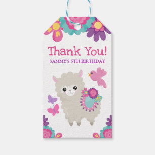 Süße florale Frühlings-Lama-Geburtstags-Dankeschön Geschenkanhänger