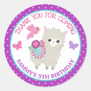 Süße florale Frühlings-Llama-Geburtstag Runder Aufkleber