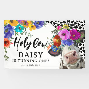 Süße Florale Heilige Kuh Kindergeburtstagsfeier Banner