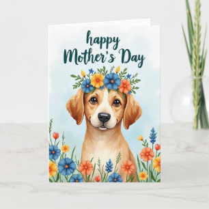 Süße Florale Hundemuttertags-Karte Karte