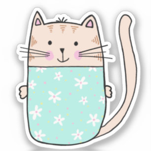 Süße florale Katzenillustration Aufkleber