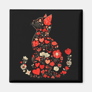 Süße florale Katzenkunst Blumenkatzenbesitzer und Magnet