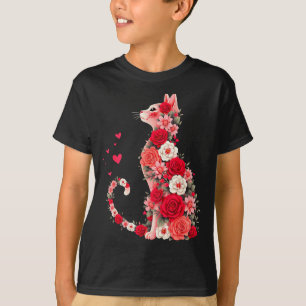 Süße florale Katzenkunst Blumenkatzenbesitzer und T-Shirt