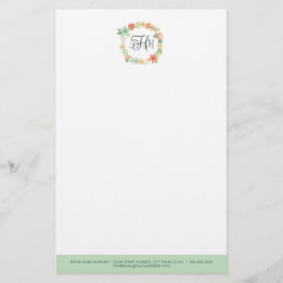 Süße Florale Monogramm-Korrespondenzartikel Briefpapier