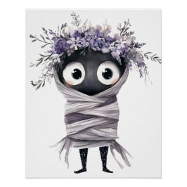 Süße florale Mumie Halloween lila Blumen Poster