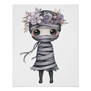 Süße florale Mumie Halloween Lila Gothic Poster