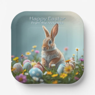 Süße florale Ostern Hasen-Party Personalisiert Pappteller