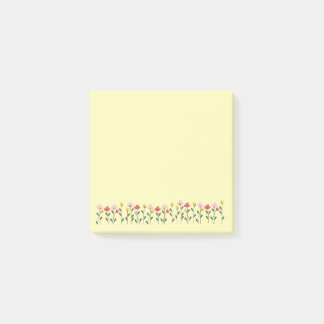 Süße florale Pastellgelbe Cottagecore-Blumen-Post Post-it Klebezettel