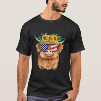 Süße florale schottische Highland-Kuh Aquarell 4. T-Shirt