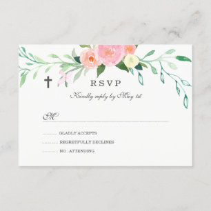 Süße Florale Taufe RSVP Karte