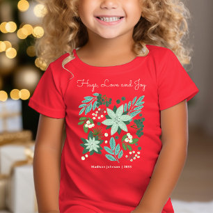 Süße florale Weihnachtsfeier Rot T-Shirt