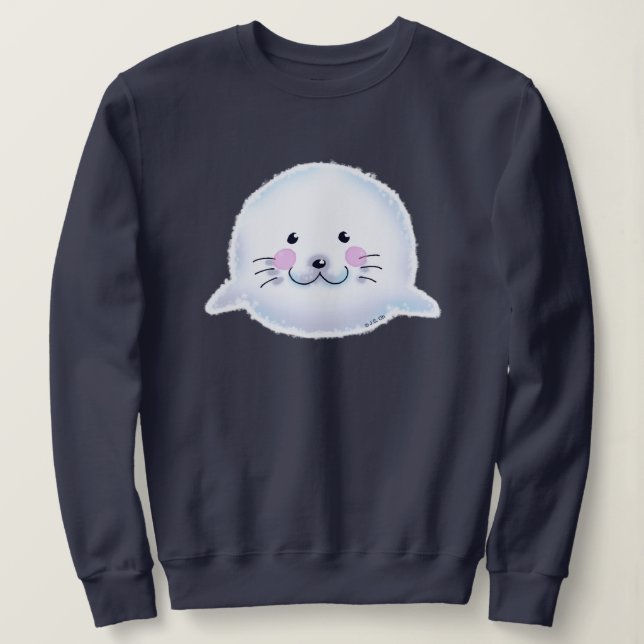 Süße Fluffige Babyrobben-Illustration Sweatshirt (Design vorne)