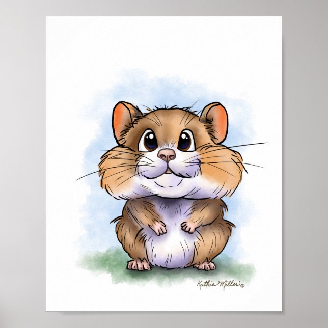 Süße Fluffige Hamster Cartoon Poster (Vorne)