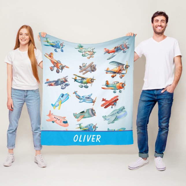 Süße Flugzeuge Muster Fleecedecke (Beispiel)