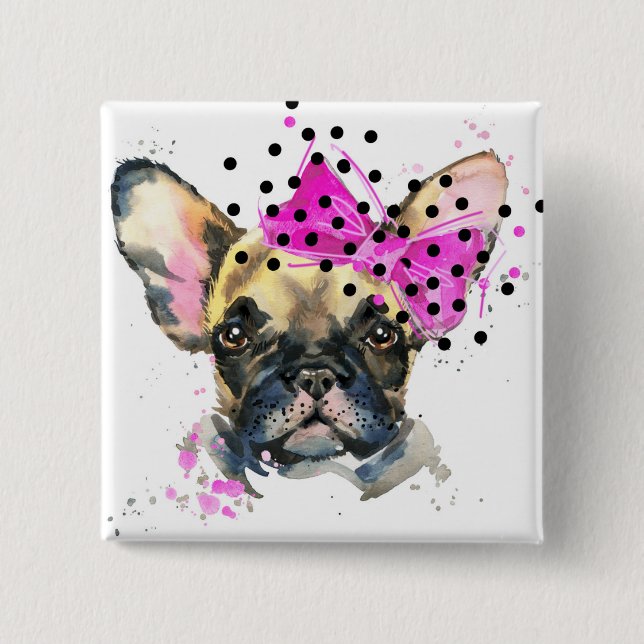 Süsse-Franzose-Stier-Hund Button (Vorderseite)