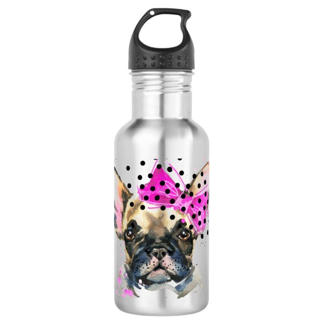 Süsse-Franzose-Stier-Hund Edelstahlflasche (Vorderseite)