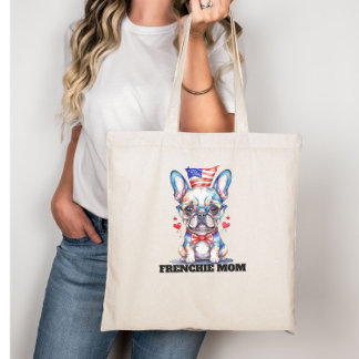 Süße Französische Bulldogge Amerikanische Flagge m Tragetasche