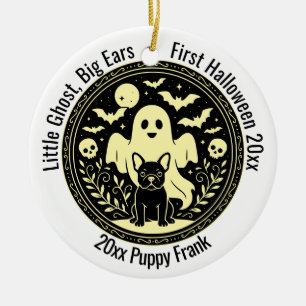 Süße französische Bulldogge Baby erstes Halloween Keramik Ornament
