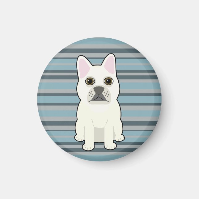 Süße Französische Bulldogge Blaue Streifen Magnet (Vorne)