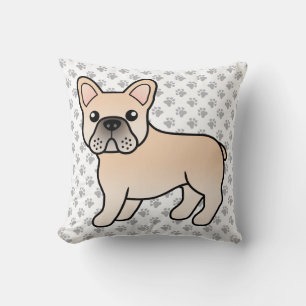 Süße französische Bulldogge Cartoon Hund in Cremef Kissen