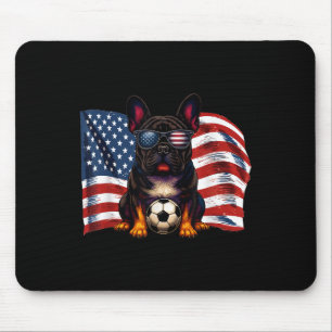Süße Französische Bulldogge Fußball USA-Flagge Sun Mousepad