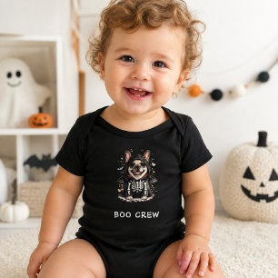 Süße französische Bulldogge Halloween Skelett Boo  Baby Strampler