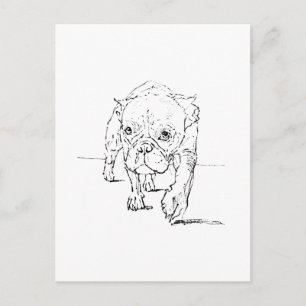 Süße Französische Bulldogge, Hunde-Illustration Postkarte