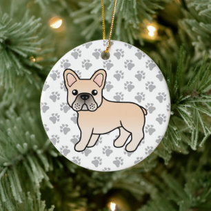 Süße französische Bulldogge in Cremefarben als Car Keramik Ornament