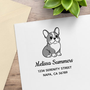 Süße französische Bulldogge individuelle Adresse Gummistempel