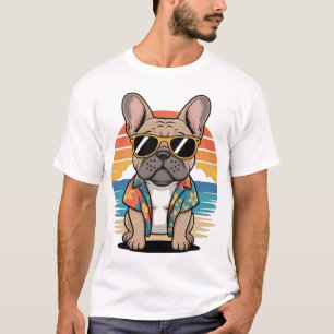 Süße Französische Bulldogge mit Sonnenbrille T-Shirt