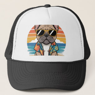 Süße Französische Bulldogge mit Sonnenbrille Truckerkappe