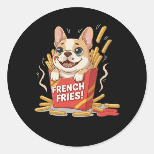 Süße Französische Bulldogge Pommes Frites Kawaii K Runder Aufkleber