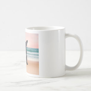 Süße Französische Bulldogge Strand Sonne Wasser Kaffeetasse