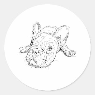 Süße Französische Bulldogge Tasse, Geschenk für Hu Runder Aufkleber